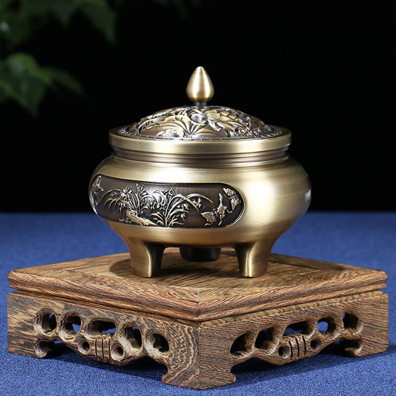 王朝记忆纯黄铜香炉家用仿古香熏炉室内沉香盘香檀香炉熏香炉茶室禅意
