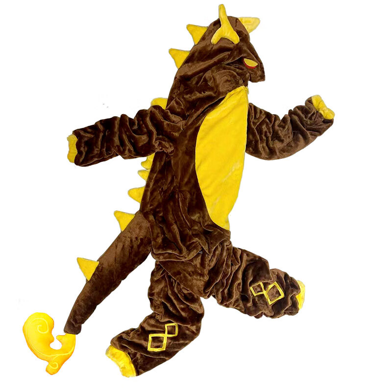 霜魄 星禾原神周边钟离仙祖法蜕法兰绒小恐龙连体睡衣加绒加厚卡通