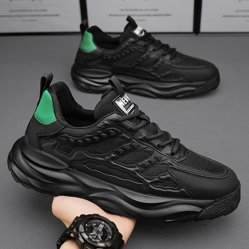 步蝶网面老爹鞋男厚底秋季男鞋薄款新款运动休闲鞋子男士跑步潮鞋直播