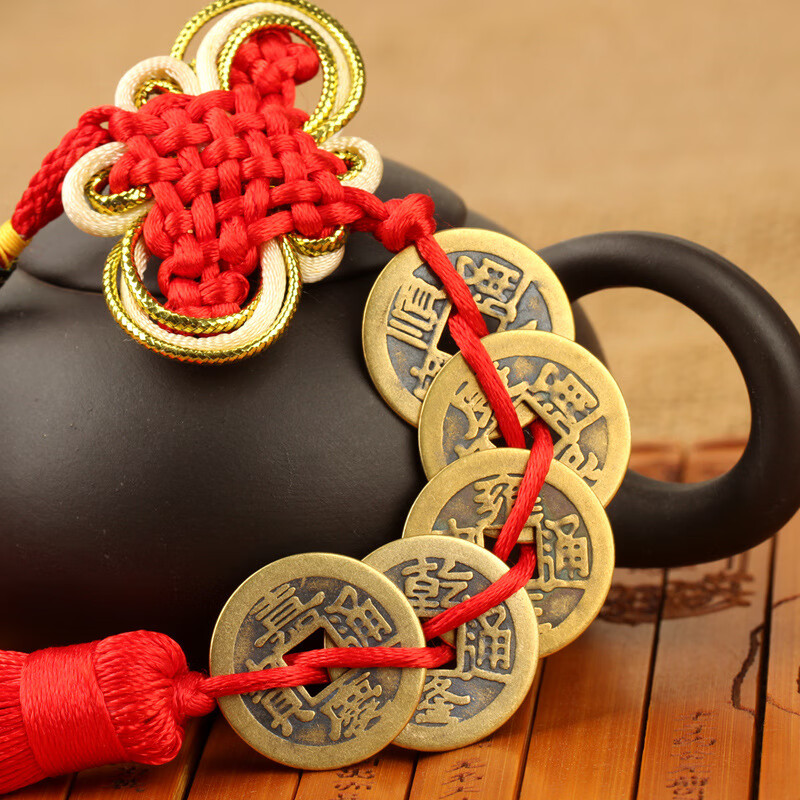 梦创仙作五帝钱挂件铜葫芦门对门摆件铜钱币门上客厅卧室汽车装饰摆设