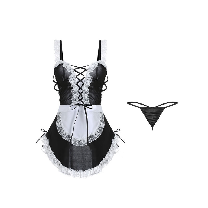 (优品)惹火女仆~绑带显瘦性感蝴蝶结甜美制服吊带睡衣裙火辣纯欲cos