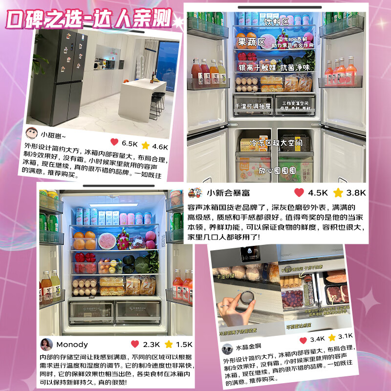 容声（Ronshen）501L十字对开双开门家用风冷无霜变频一级能效大容量嵌入式四开门电冰箱独立双系统离子净味超薄