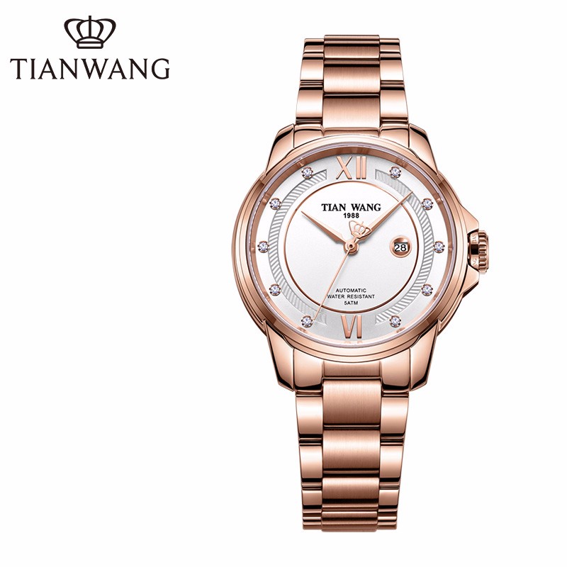 天王表(tianwang) 手表女霏系列钢带机械女表精致时尚简约腕表 玫瑰