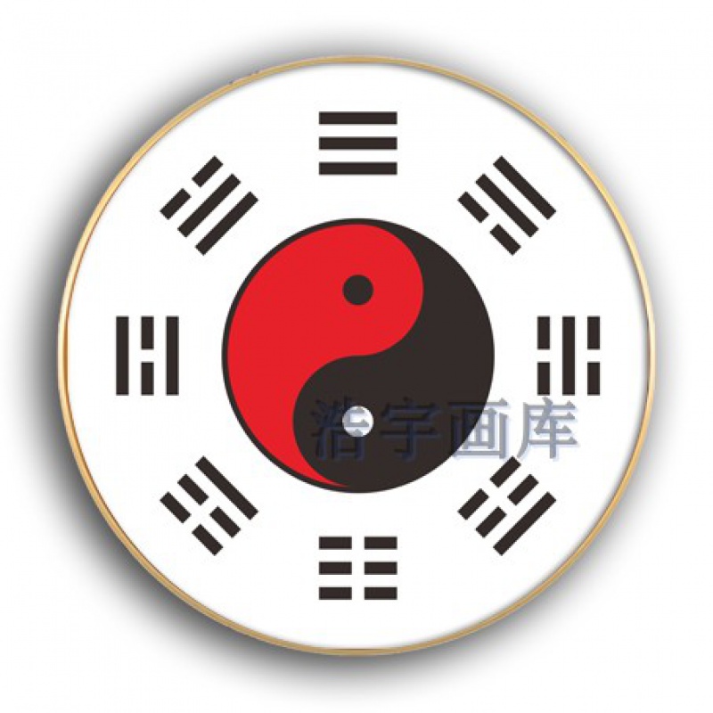 易经周易先天八卦图太极图禅意挂画客厅书房圆形装饰画 a 50*50  金色