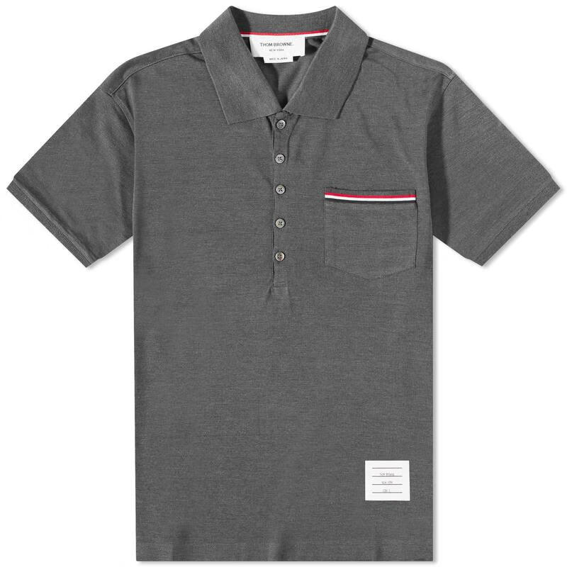 汤姆 布朗(thom browne)polo衫男装透气短袖mercerised pique舒适男士