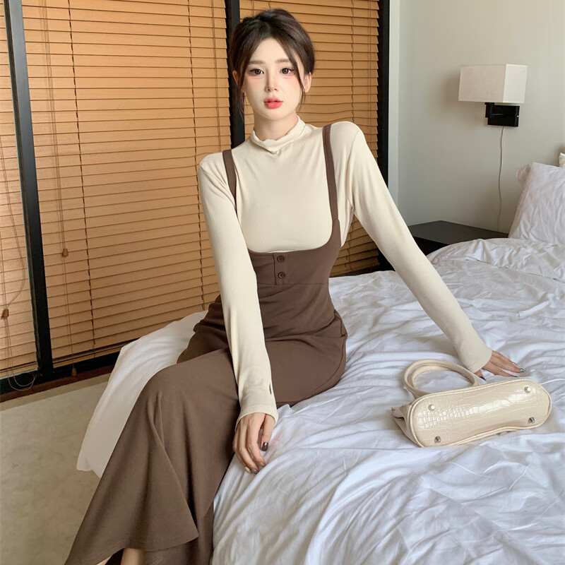 芙曼鱼尾裙套装微胖大码微胖遮肉显瘦套装女秋季新款胖mm辣妹梨形身材