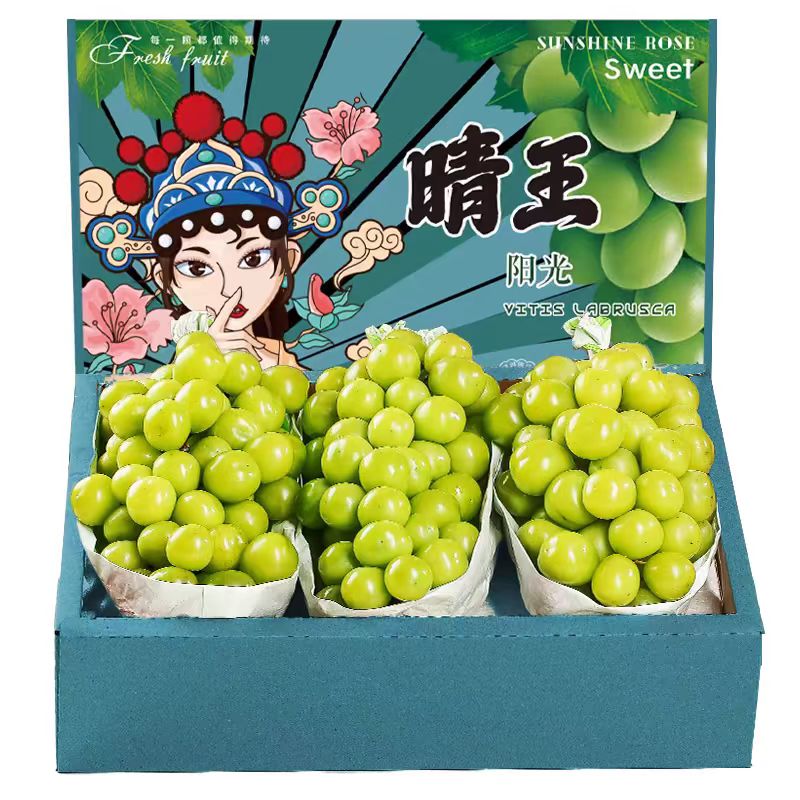 金百粟【顺丰到家】山西阳光玫瑰葡萄 晴王香印青提子新鲜水果生鲜礼盒 净重4斤+防震葡萄袋-单果约6-10g