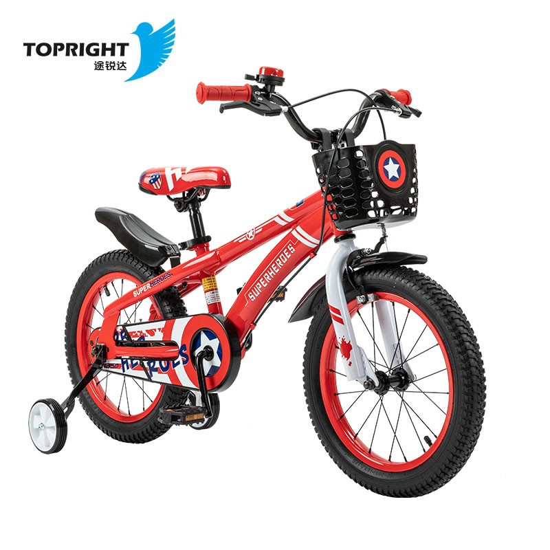 途锐达（TOPRIGHT）儿童自行车平衡车单美国队长3-10岁寸男女儿童脚踏车 红色 12寸适合身高80-105CM