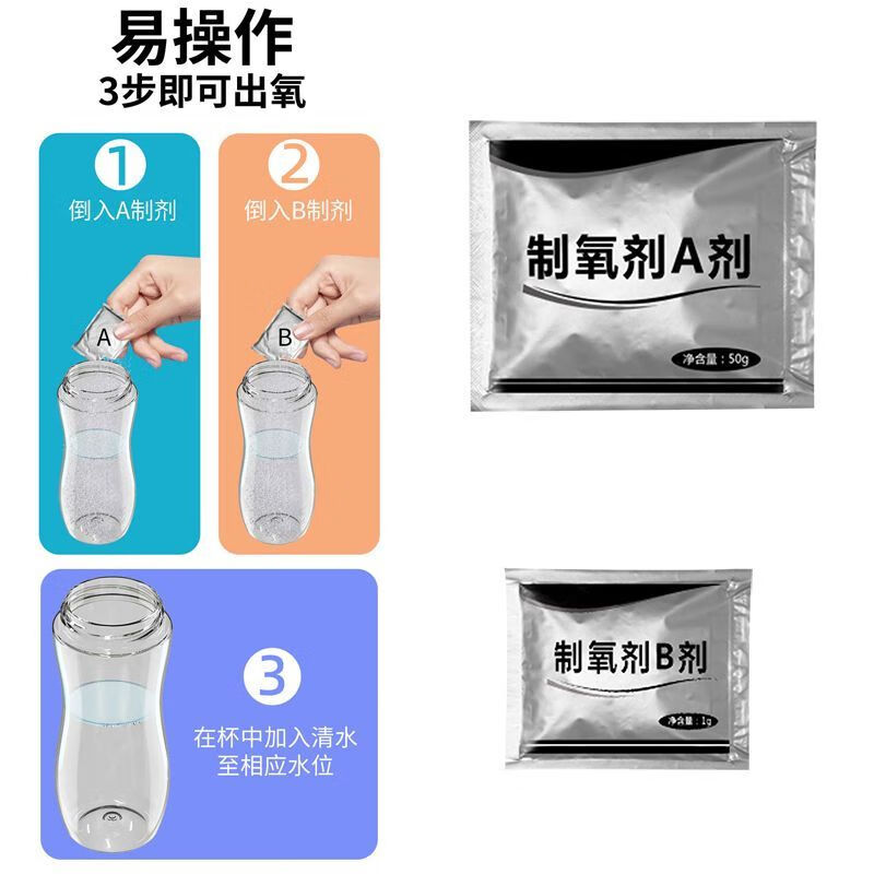 制氧/储氧设备机家用小型杯老人吸氧孕妇高原专用便携式家庭车载 便携式制氧杯+AB剂各10包