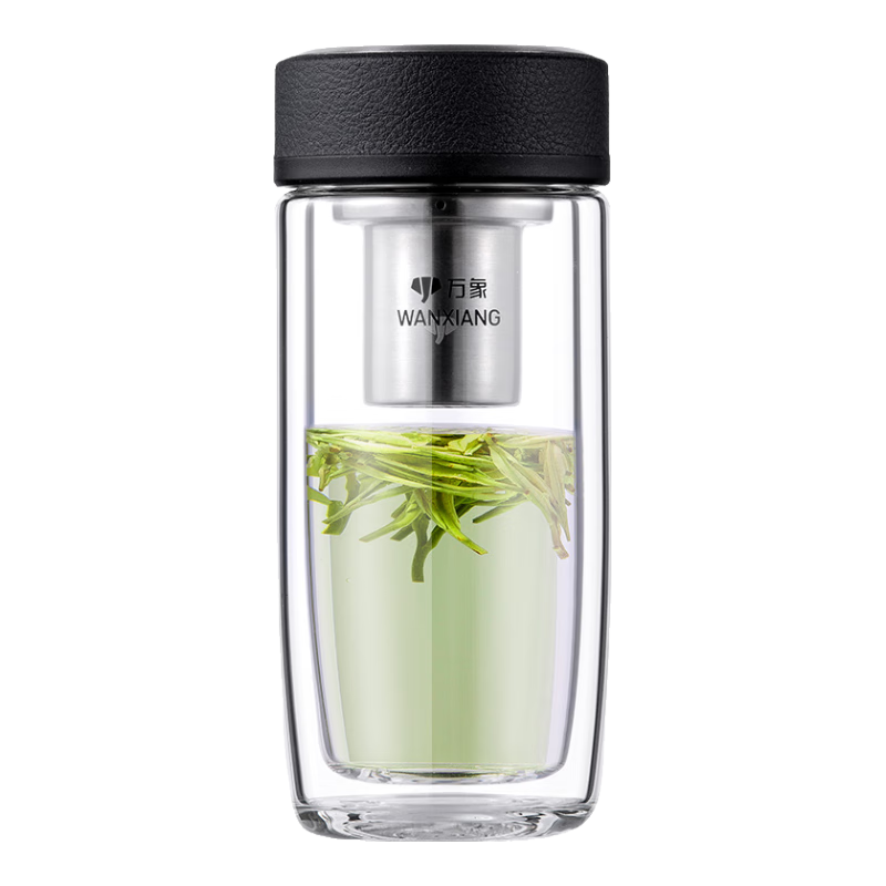 ����WANXIANG��˫�㲣�����������������������Я�칫���������豭�в�ˮ���뱭 V17L-Ƥ�ƺ�-360ml