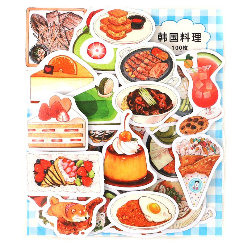 博莀悦手帐贴纸美食食物合集 自制菜单贴中餐家庭手绘
