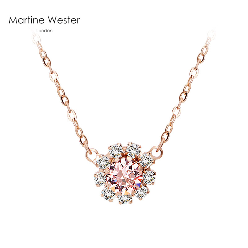 瑪汀薇思(martine wester)英国水晶项链女时尚简约网红吊坠浅玫红梦露