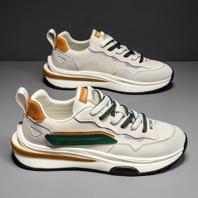 季回力休双鞋带鞋子男阿甘男鞋网面夏季透气厚底气垫休闲轻便网红老爹