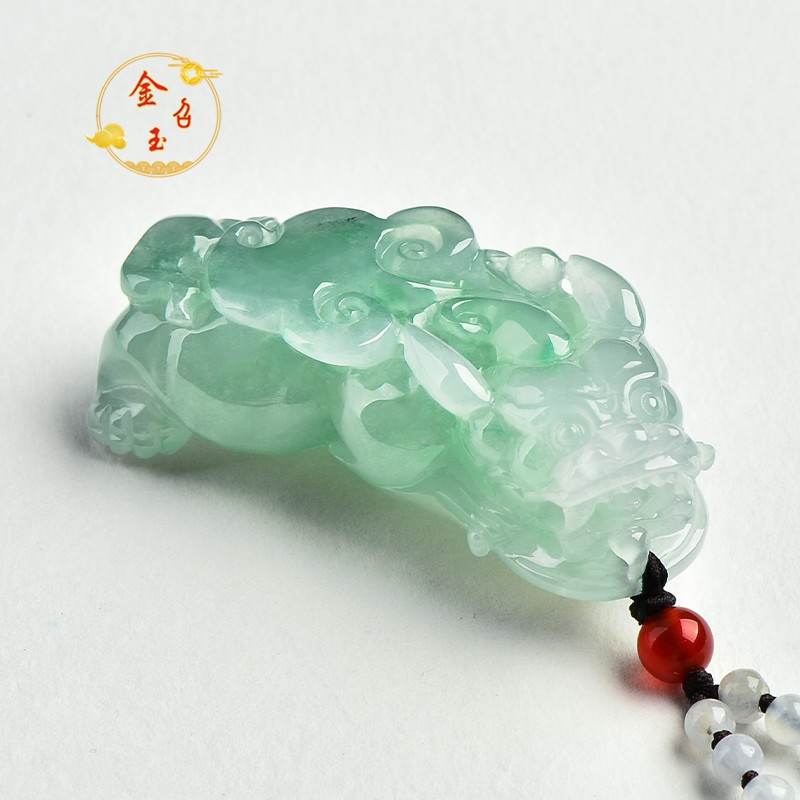 金召玉冰种绿底翡翠貔貅吊坠男玉石瑞兽a货挂件玉坠带证x388自戴送礼