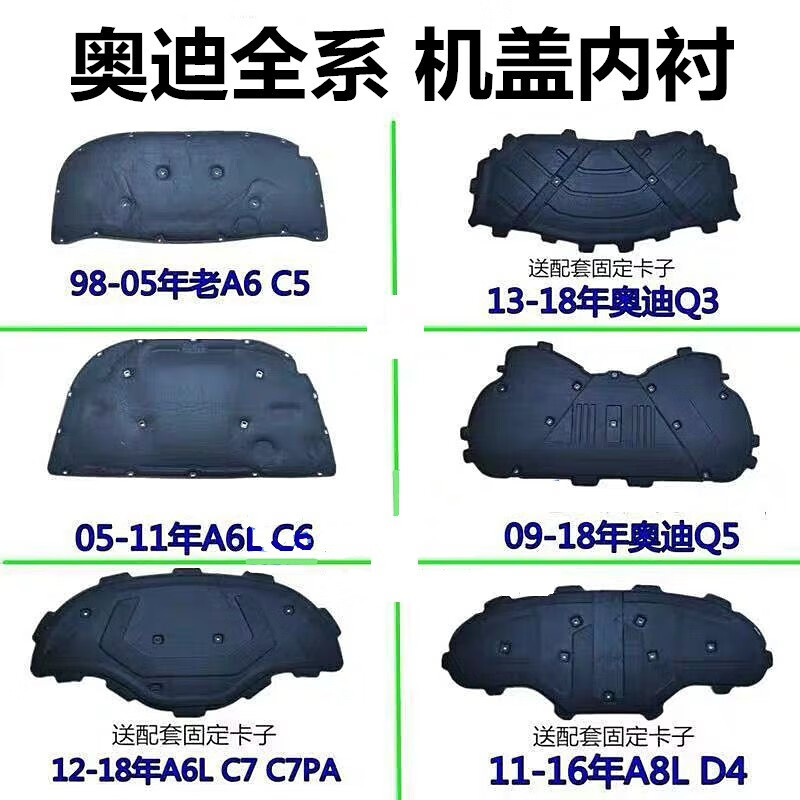 宰摟適用于奧迪A5A4A6LQ3Q5Q7前機蓋內(nèi)襯發(fā)動機隔音墊隔熱棉 新 A6LC6 05-11年 引擎蓋
