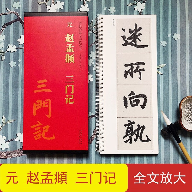 赵孟頫三门记 传世碑帖大字临摹卡1册全文 近距离临摹字卡线圈活页装订 三门记全文放大本 楷书书法毛笔字帖 成人碑帖练字帖附简体注释高清原碑拓本印刷 安徽美术出版社 赵孟頫三门记