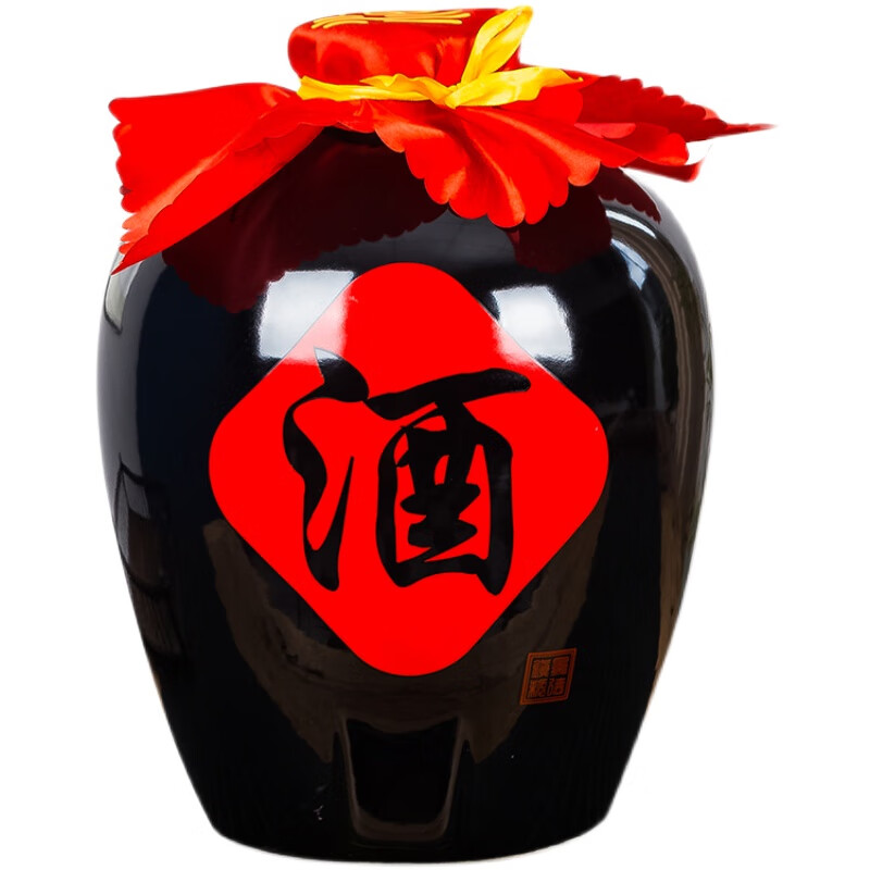 景德镇乌金陶瓷酒坛子 10/20/30/50斤家用密封酒瓶空瓶泡酒缸酒罐 10斤乌金无孔送酒提【陶瓷盖】