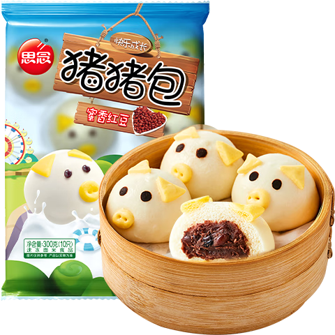 思念小猪蜜香红豆包300g10只 猪猪包子馒头儿童早餐半成品食品早点