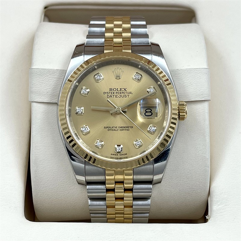 【二手95新】劳力士rolex日志型大钻男表自动机械18k金面日历116233