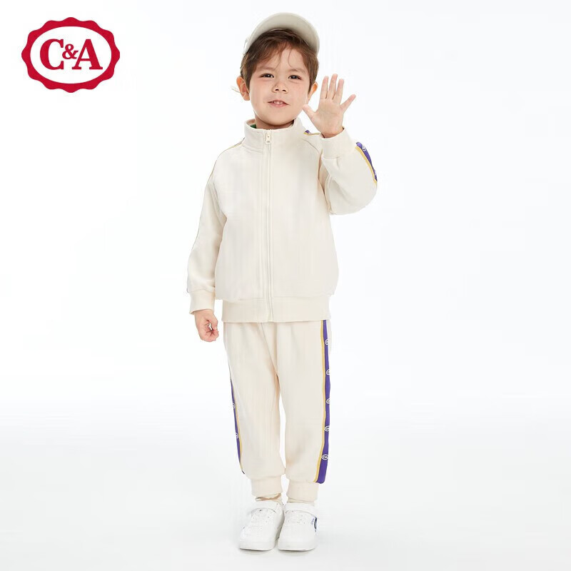 C＆A儿童套装男童春装女宝宝两件套新款洋气运动服 奶白 14