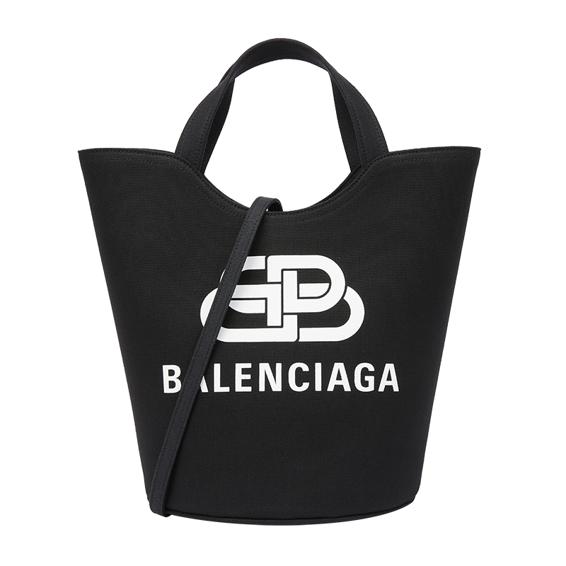巴黎世家 balenciaga  女士黑色帆布licence徽标印花托特包 599332 2h