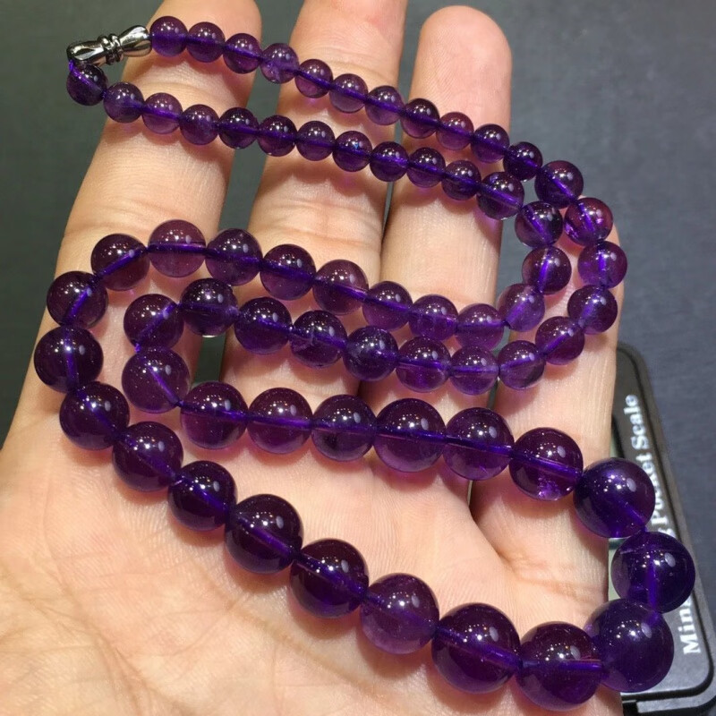 冰珂晶石天然乌拉圭紫水晶塔链晶体通透紫气东来紫晶项链 深紫 5-11