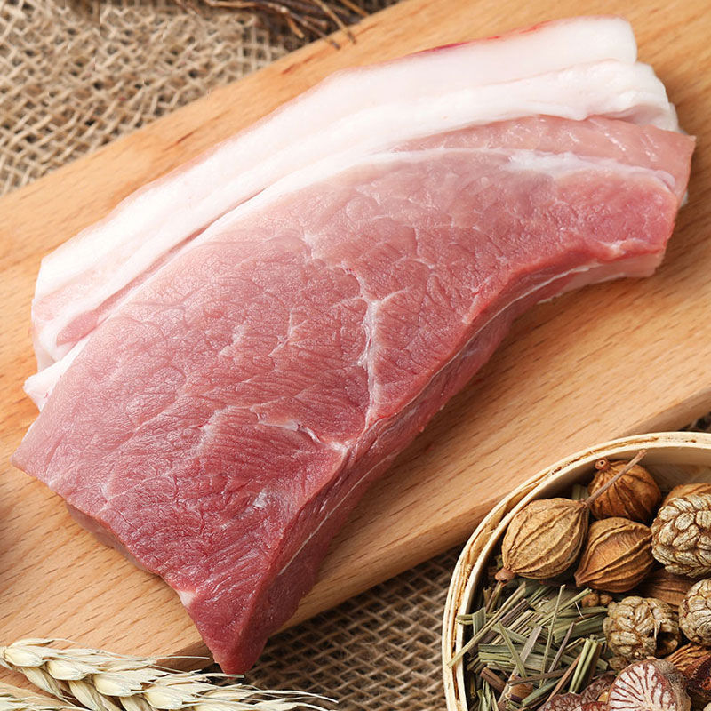 干猪肉无骨前腿肉带皮夹心肉生鲜猪肉先杀梅花肉 前腿夹心肉【4斤装】