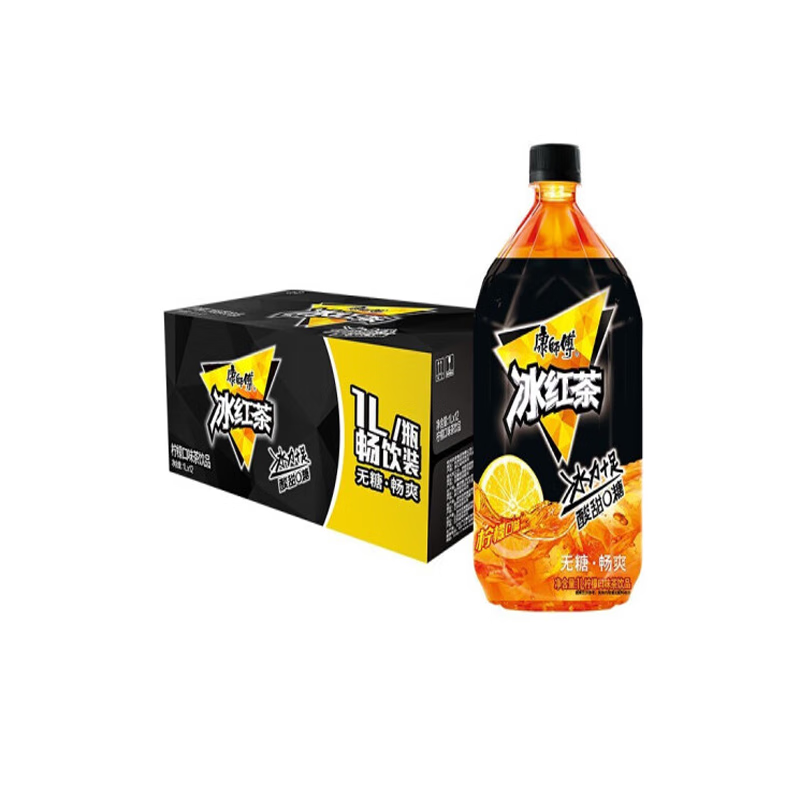 康师傅冰红茶1000ml*8瓶夏日果味饮料聚餐饮品大瓶装 无糖冰红茶8瓶