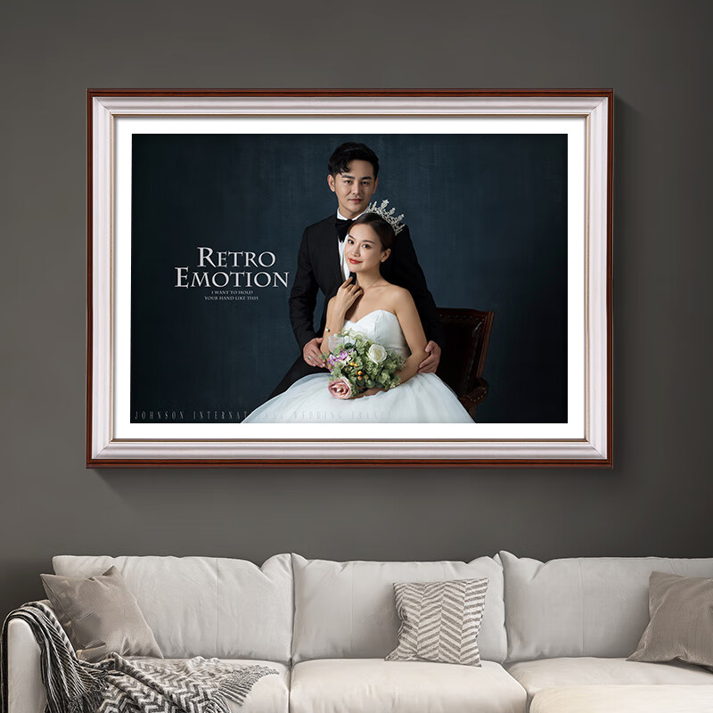 放大挂墙洗照片加全家福相片冲印打印结婚照制作 金栗色 免费洗照片