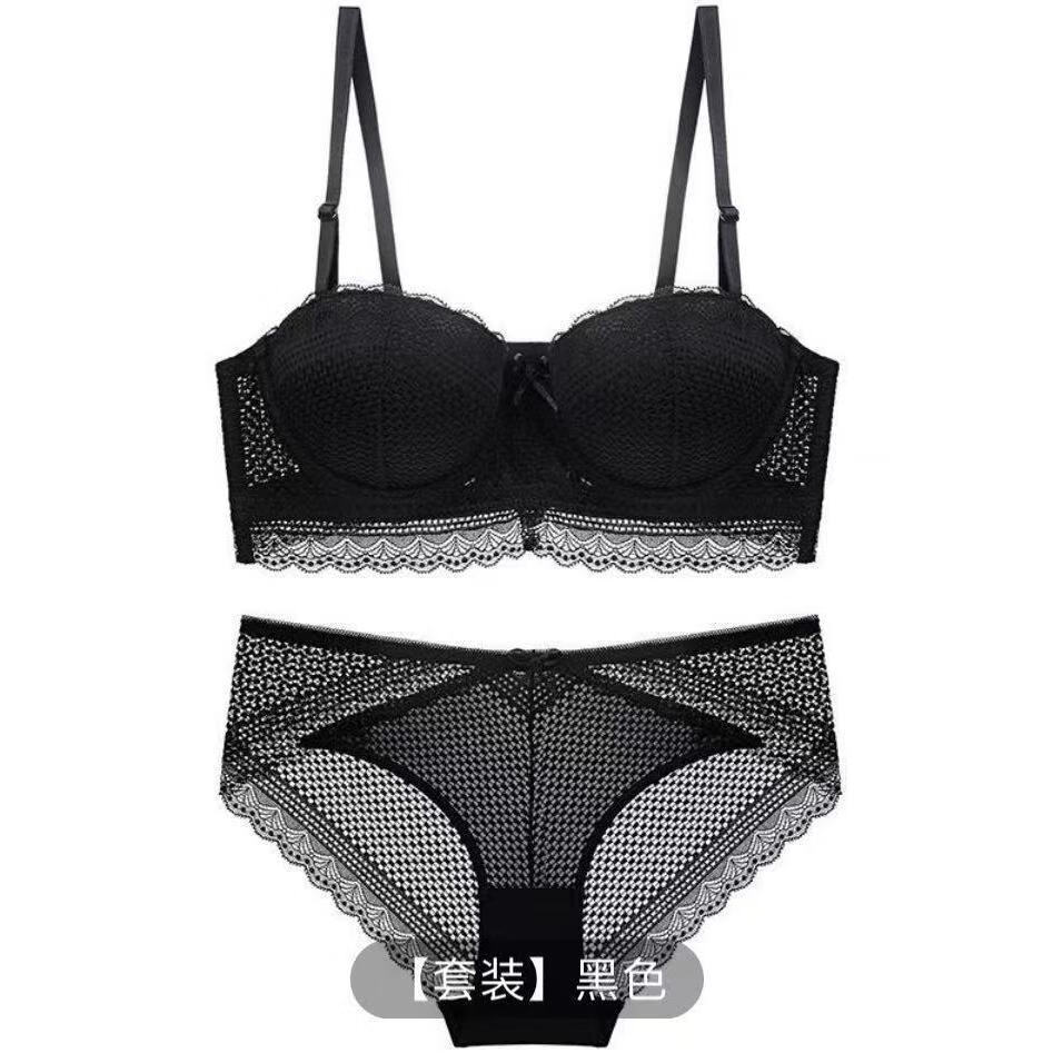 月桂兔oem定制法式蕾丝内衣批发代加工订做小胸聚拢软钢圈文胸套装