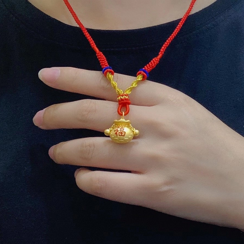 小腰金 黄金福袋吊坠挂铃铛足金钱袋999项链2022年新款女妈妈款送女