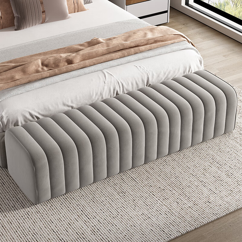 竹相随卧室床尾凳衣帽间换鞋凳化妆凳家用门口方形休闲脚踏沙发边长条凳 浅灰色120*40*40 科技绒怎么样,好用不?