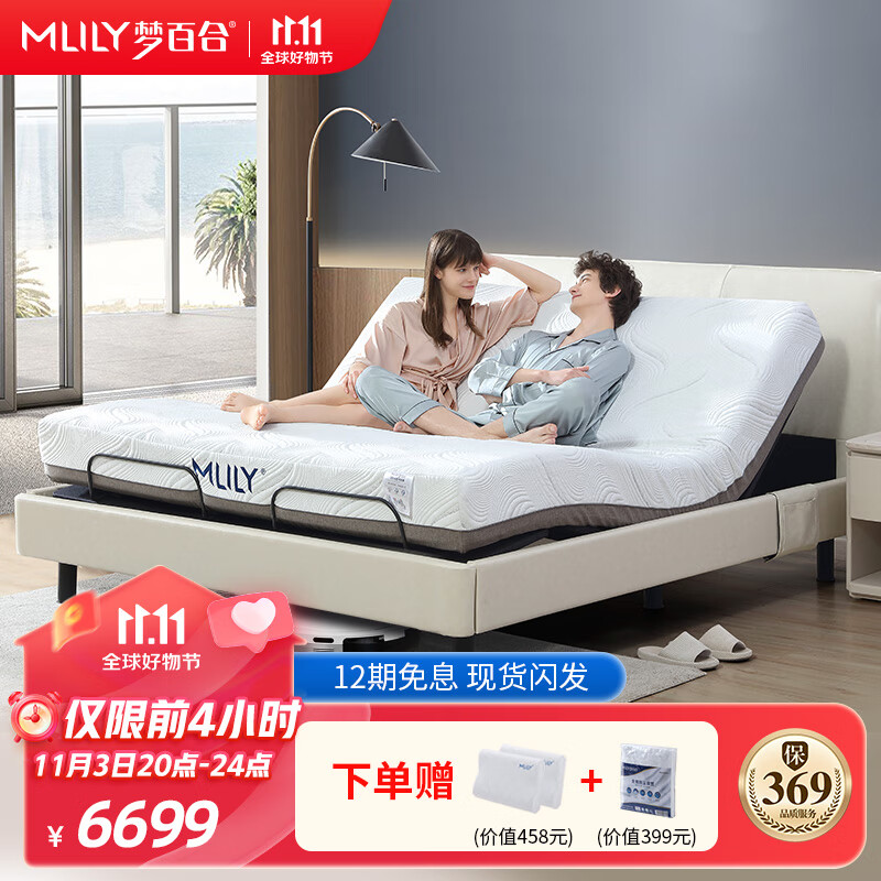 梦百合床 电动可升降主卧皮床现代简约双人床  智能0压床M2 180*200cm属于什么档次？