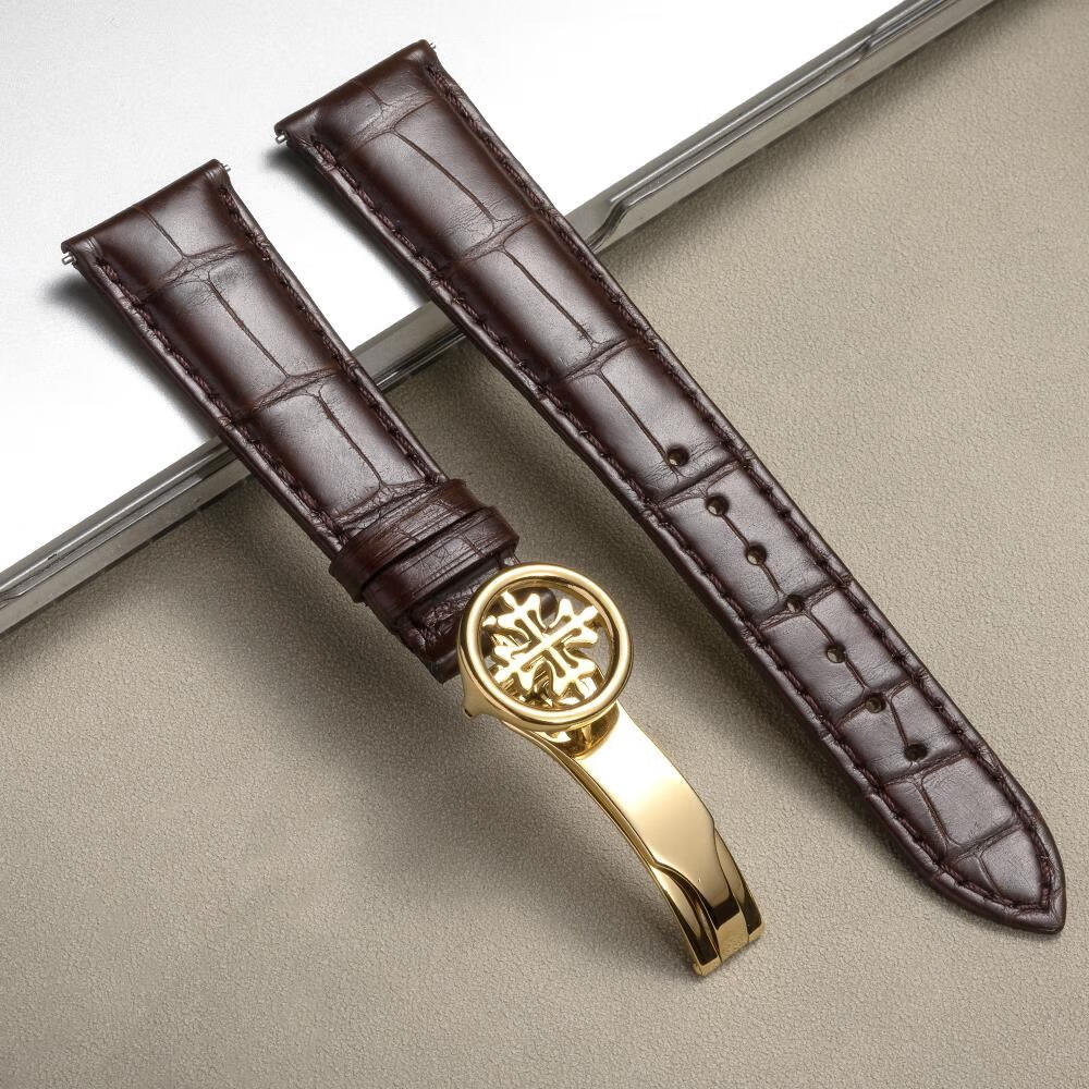 适配百达翡丽鳄鱼皮表带复杂功能时计真皮表带5146原装适用手表链 红