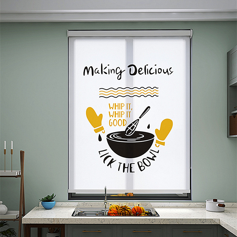 厨房卫生间免打孔窗帘窗户遮挡帘安装家用防水防油遮光遮阳卷拉式卷帘