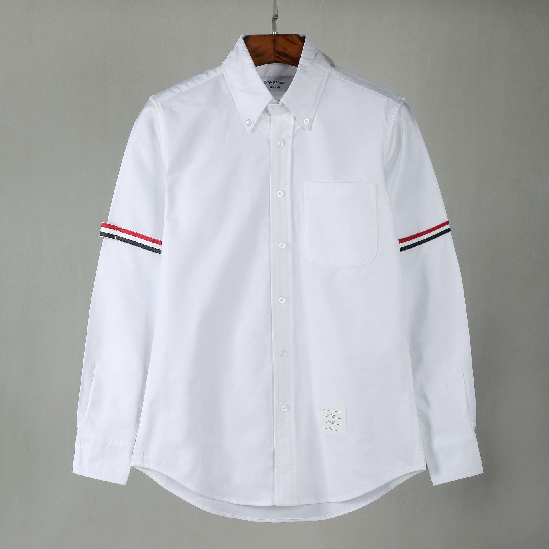 阿布利汤姆布朗tb夏季透气薄款四条杠男女情侣同款长袖衬衫休闲白衬衫