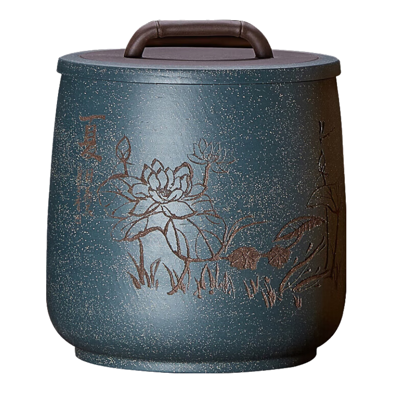 尊壺茶葉罐紫砂茶餅罐大號七子餅普洱茶罐梅蘭竹菊 金杯八餅 （夏）