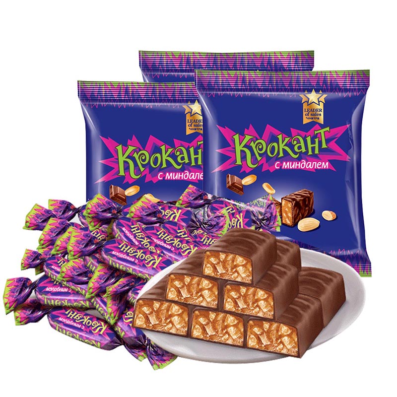 kdv俄罗斯进口紫皮糖果仁巧克力味500g*3袋年货喜糖休闲零食 默认商品