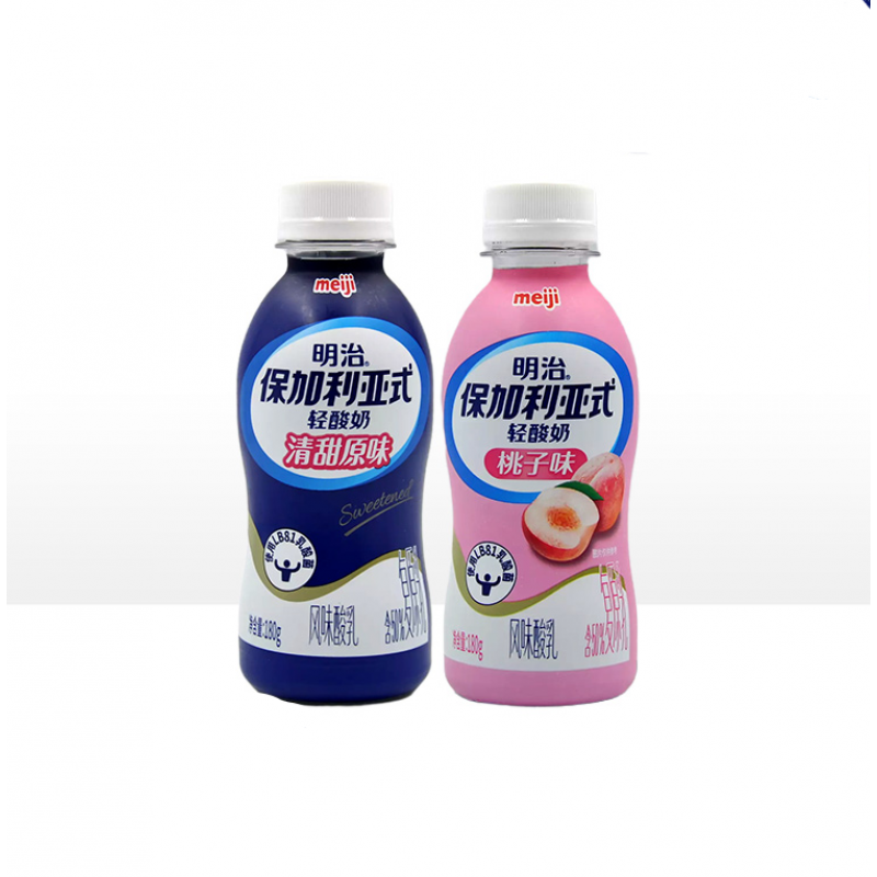 明治(meiji ) 明治meiji保加利亚式轻酸奶180g*12瓶 清甜原味/桃子味