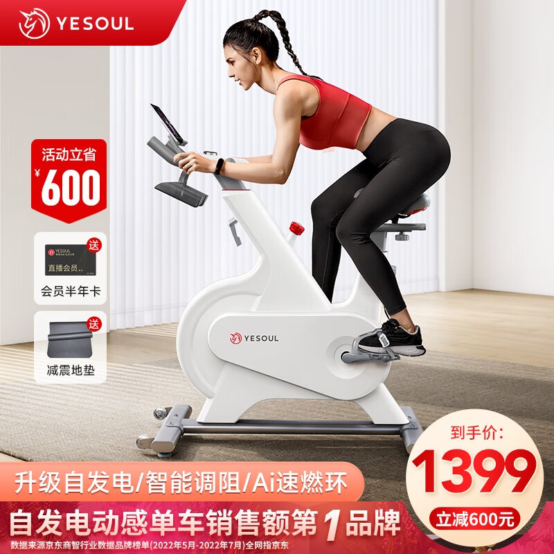 野小兽（YESOUL）自发电动感单车Mini家用100档智能调阻静音磁控健身车燃脂直播课 【自发电款】Ai智能调阻