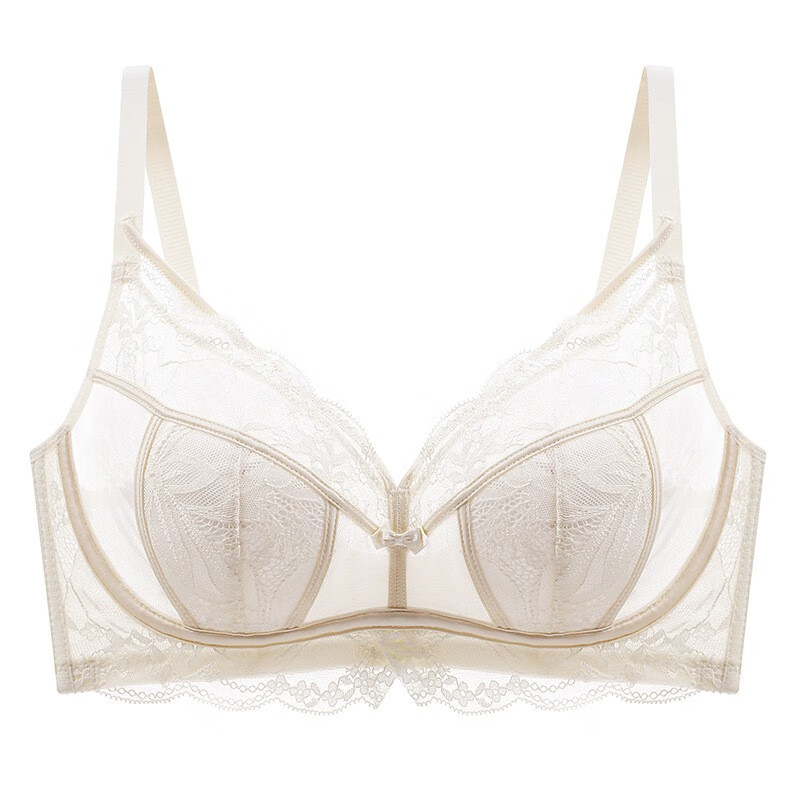 彼岸鸟春夏新款性感兔耳朵水晶杯文胸大胸交叉美胸内衣女士胸罩 香槟