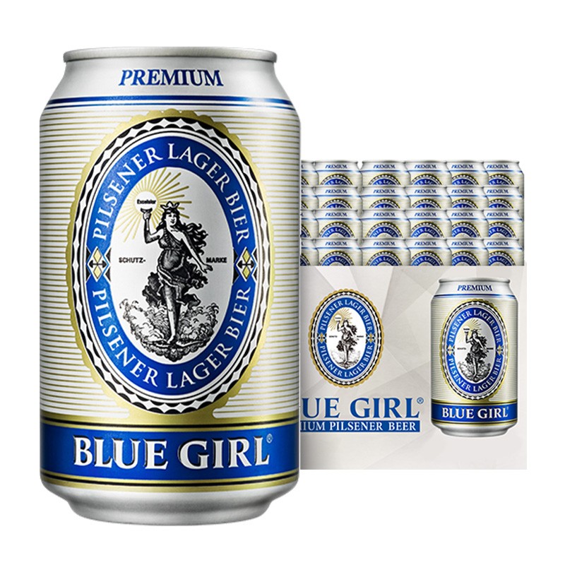 蓝妹(blue girl)酷爽啤酒 清啤 拉格啤酒 罐装 330ml*24听 整箱装