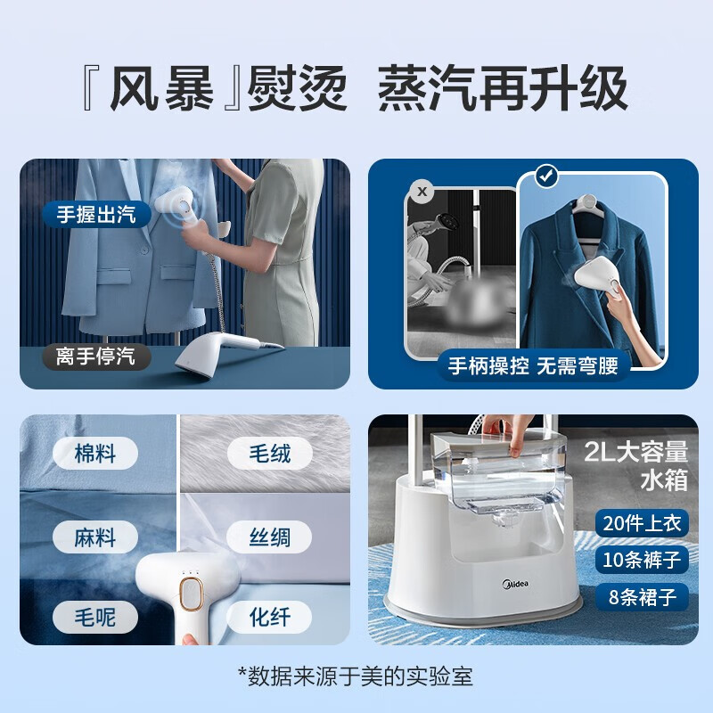 美的（Midea） 挂烫机家用蒸汽熨烫机熨斗增压蒸汽挂烫机电熨斗大熨板熨烫 【离手即用即停】YGD21U1