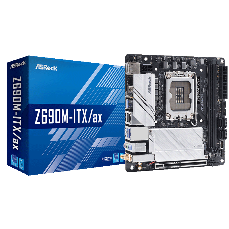 华擎 (ASRock )Z690M-ITX/ax迷你主板 DDR4支持CPU13700KF/13700K/13600K（INTEL Z690 /LGA 1700）