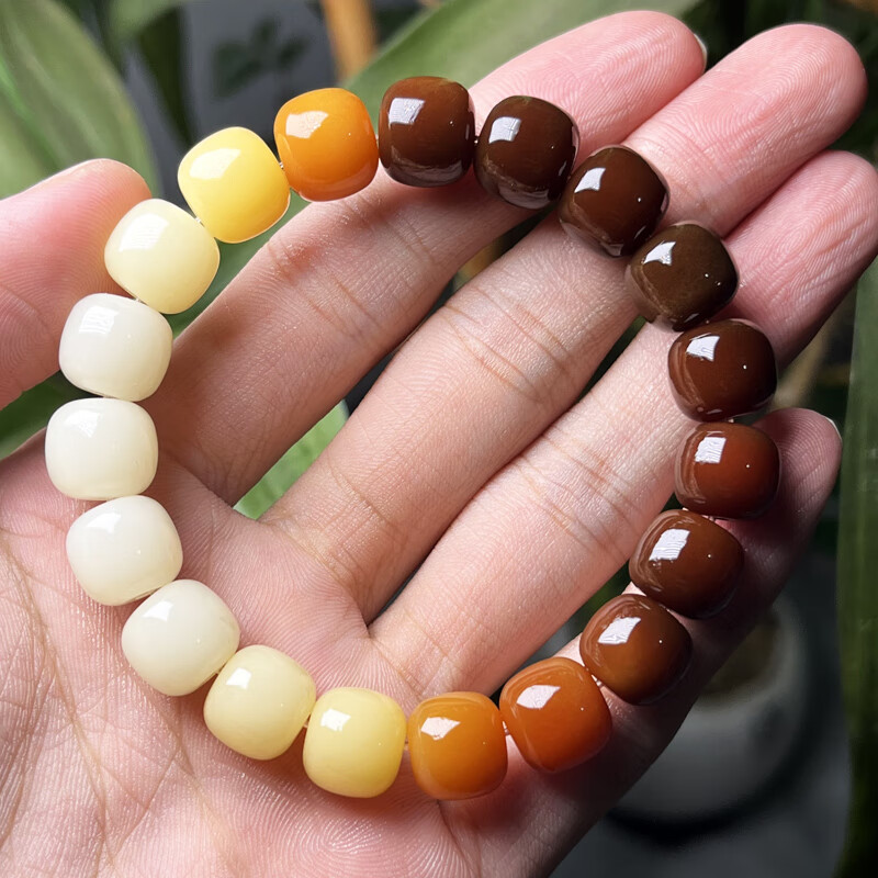 菩提根绿渐变链文玩男佛珠盘玩菩提子女白玉菩提根手串 11mm风化渐变