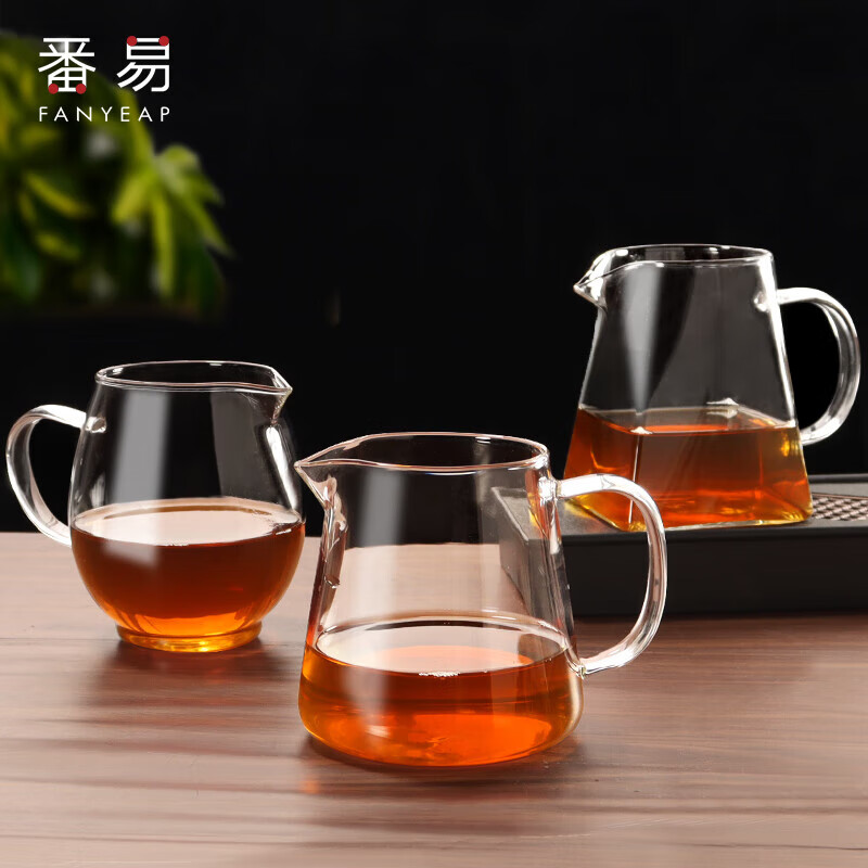 番易公道杯玻璃茶漏茶茶漏器隔渣过滤叶过滤器泡茶滤茶器功夫茶 550ml 方杯公道杯 1个