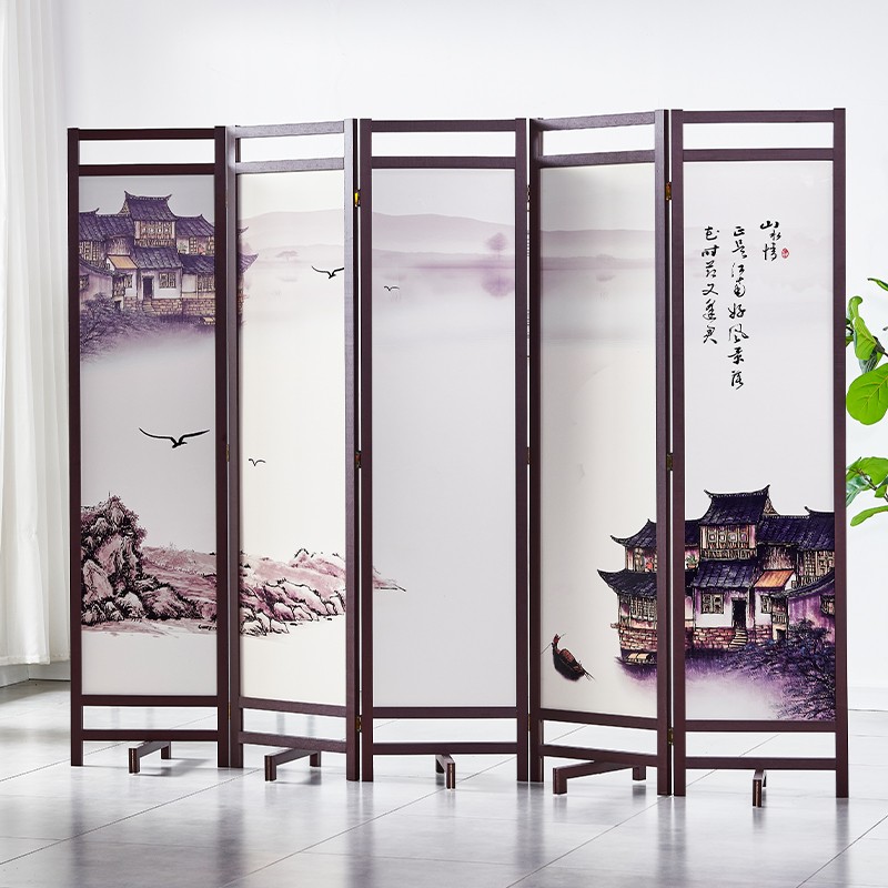 京居 屏风 家用屏风隔断客厅卧室中式时尚办公室现代酒店定制折屏可折叠拉直 五屏（水墨情）怎么看?