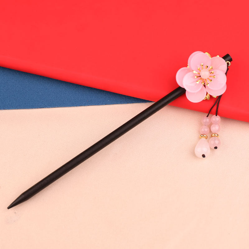 江南初见古风发簪步摇简约现代日常中国风可盘发百搭桃花簪子旗袍木簪