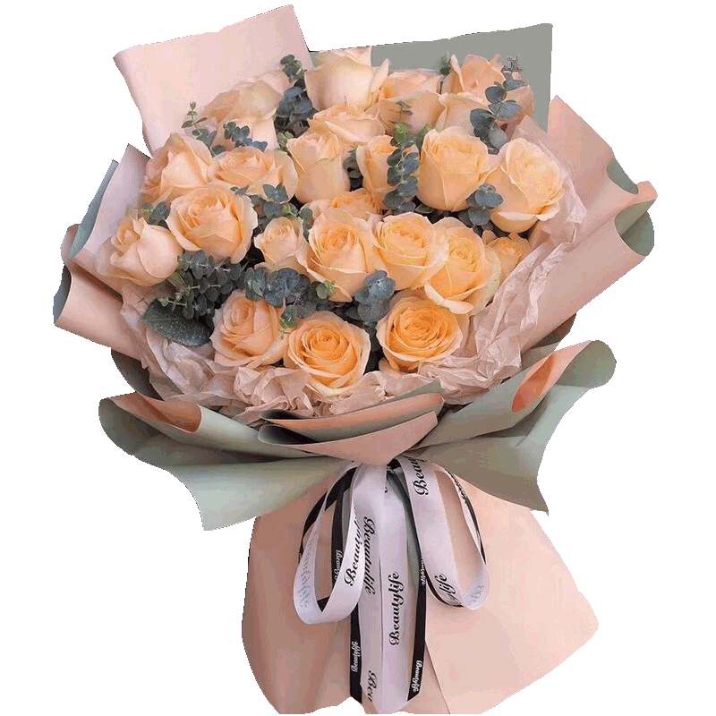 花遞鮮花速遞33朵玫瑰花束生日禮物送女友同城配送當日達 【情動一生】33朵香檳|F56 平時價