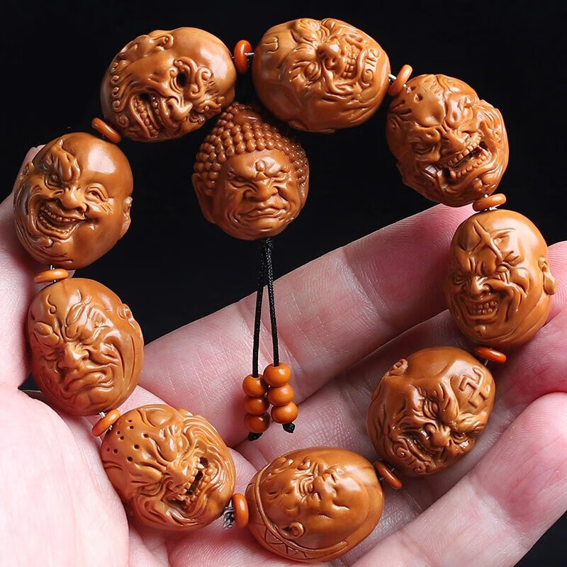 佩曼 橄榄核手串山鬼恶僧佛爷核雕手把件2.